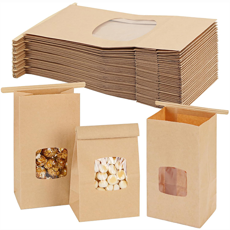 Wedding Event Supply - ベーカリーバッグ 10 個 ウィンドウシールクラフト紙バッグ クッキーサンドイッチパンスナック食品用 -