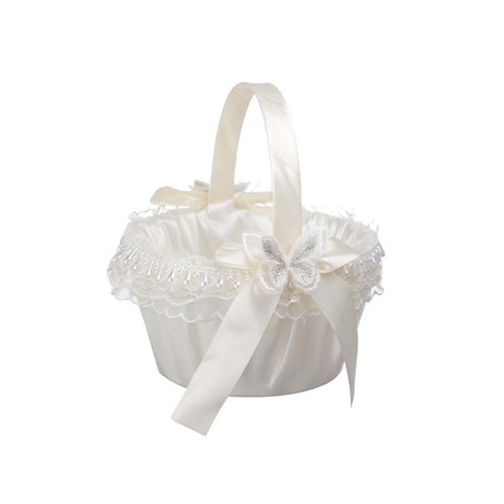 甘いレースのウェディングフラワーバスケットリボンボウローズフ - Wedding Hampers のレビューと価格