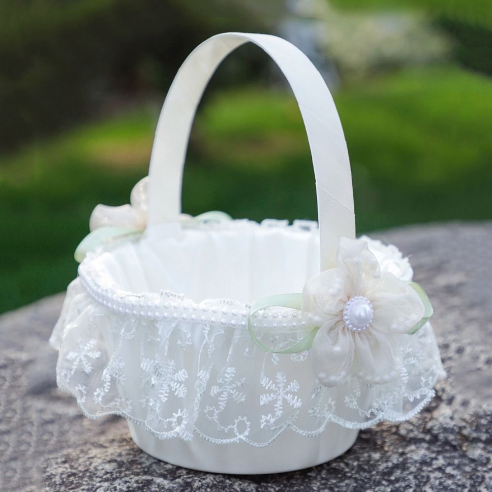 甘いレースのウェディングフラワーバスケットリボンボウローズフ - Wedding Hampers のレビューと価格