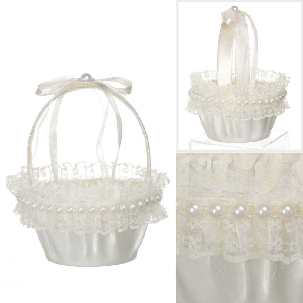 甘いレースのウェディングフラワーバスケットリボンボウローズフ - Wedding Hampers のレビューと価格