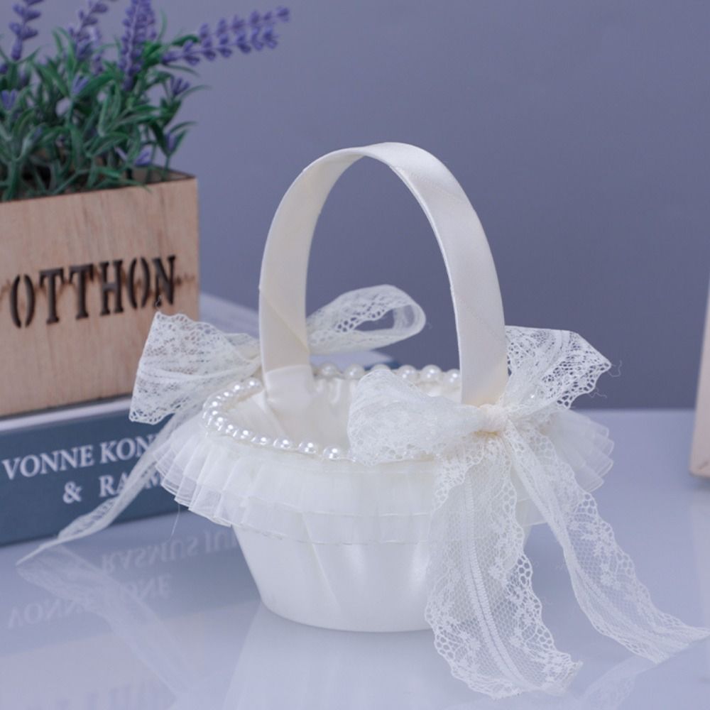 甘いレースのウェディングフラワーバスケットリボンボウローズフ - Wedding Hampers のレビューと価格