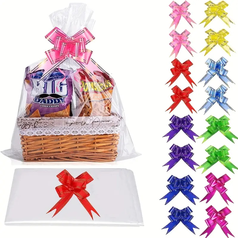 20/50 ピースの大きな透明セロファンバッグ、弓付き、バス - Wedding Hampers のレビューと価格