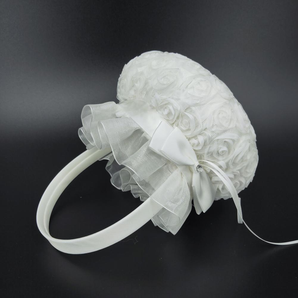 ロマンチックな花の蝶ネクタイのバスケット,偽物の花,結婚式, - Flower Girl Basket のレビューと価格
