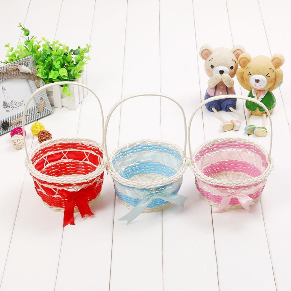 美しい手作りの花収納バスケット手織り丸型籐フラワーバスケット - Wedding Hampers のレビューと価格