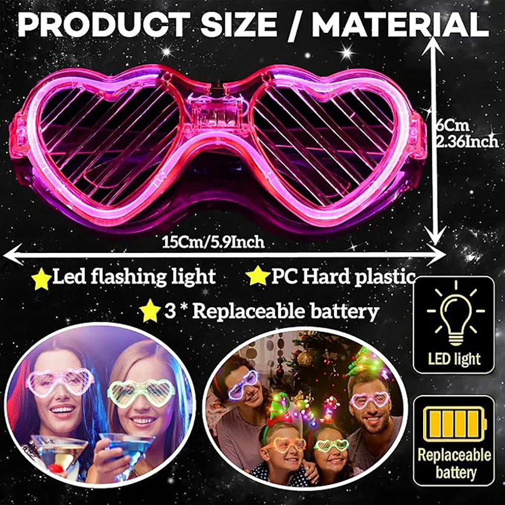 大量の光るハート型LEDグラス、暗闇で光る、5/10/20/ - Wedding Supply Bulk のレビューと価格