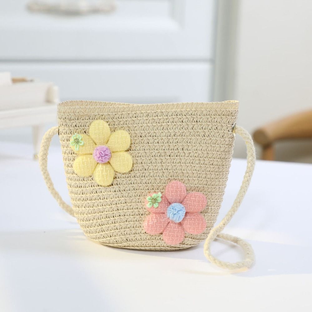 手作りの女の子用花柄ストローバッグ、コインパース、ジッパー付 - Flower Girl Basket のレビューと価格